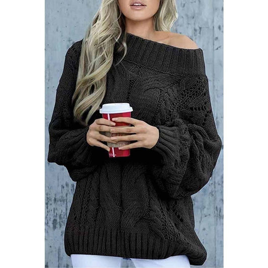 Chic Off The Shoulder Sweater Black