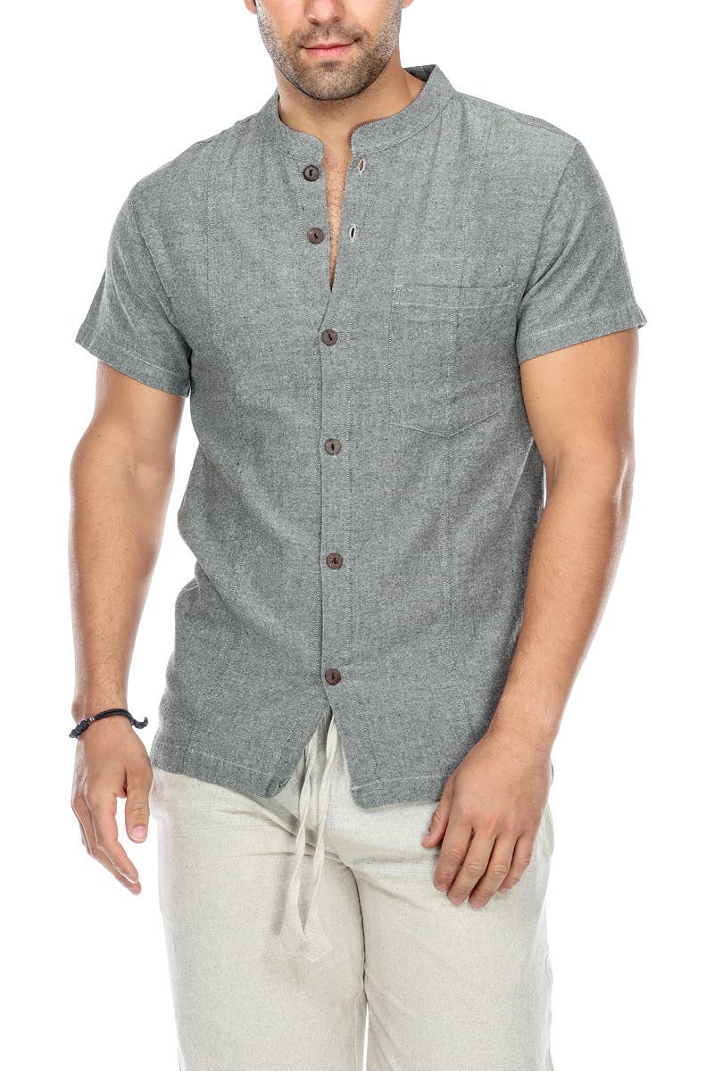 Grey Button Up Shirt Solid Color