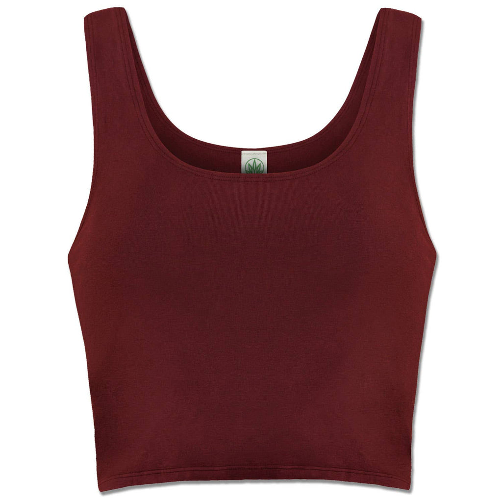 Organic Cotton Fitted Cropped Tank Top Burgundy
