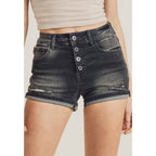 Black Distressed Cuffed Shorts