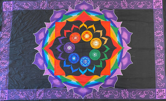 Rainbow Chakra Twin Tapestry