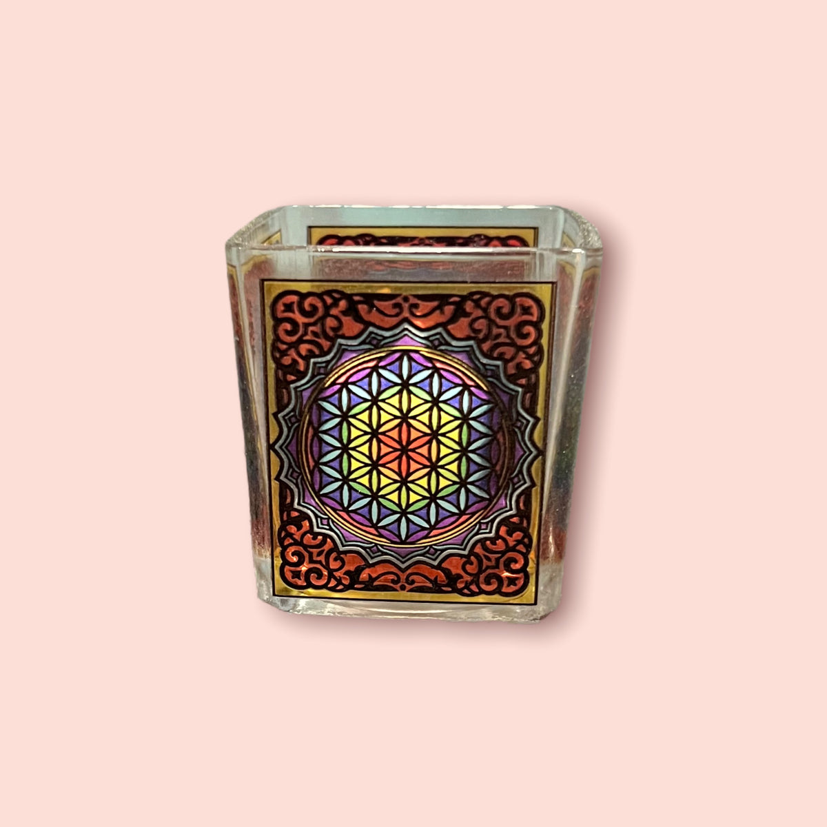 Flower of Life Square Votive Holder
