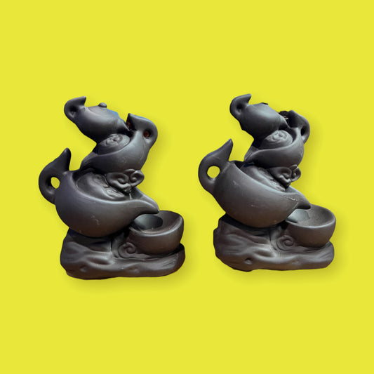 Triple Tea Pots Ceramic Backflow Incense Burner